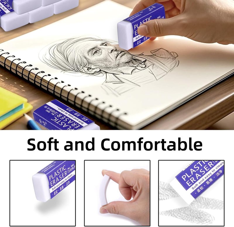 RANBOS White Erasers, Artist Eraser for Drawing Art Sketching, Pencil Erasers for Kids Bulk Students School Supplies Office (15) - Image 3